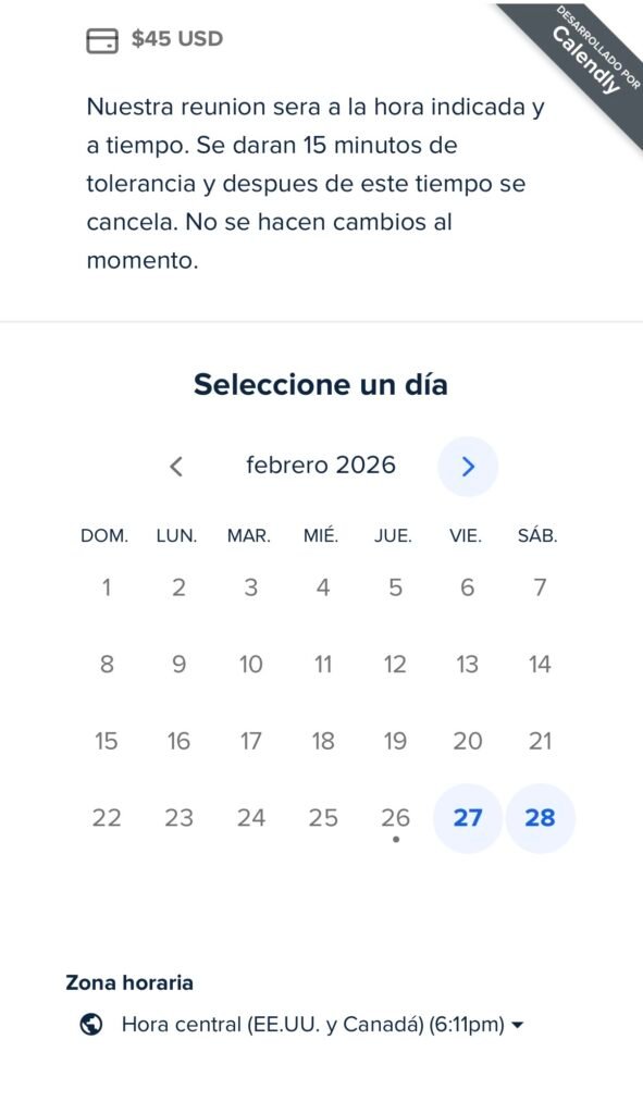 calendly la herencia emocional fechas